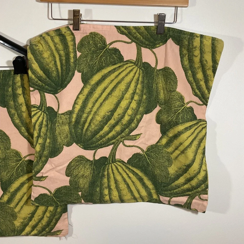 IKEA PARKSALLAT Set of 2 Pink Green Gourd Botanical Cotton Pillow Covers 20x20